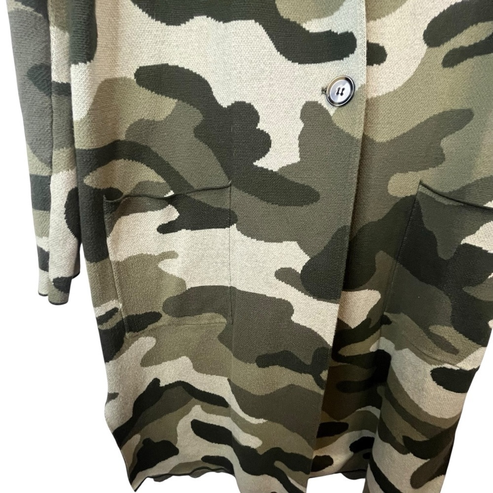 Maeve by Anthropologie Kieran Camo Open Front Long Knit Cardigan Sweater Coat XS - Picture 13 of 16